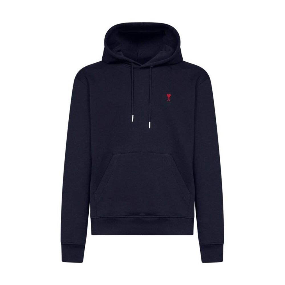 Ami Paris Men Midnight Blue Cotton Ami De Cœur Hoodie
